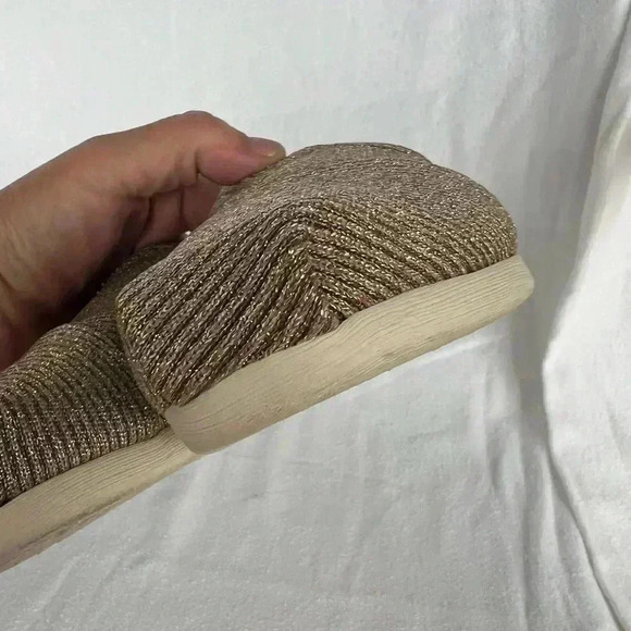 TOMS Womens Size 7 Alpargata Ortholite GOLD Sparkle Knit Flat Shoes - Picture 9 of 11
